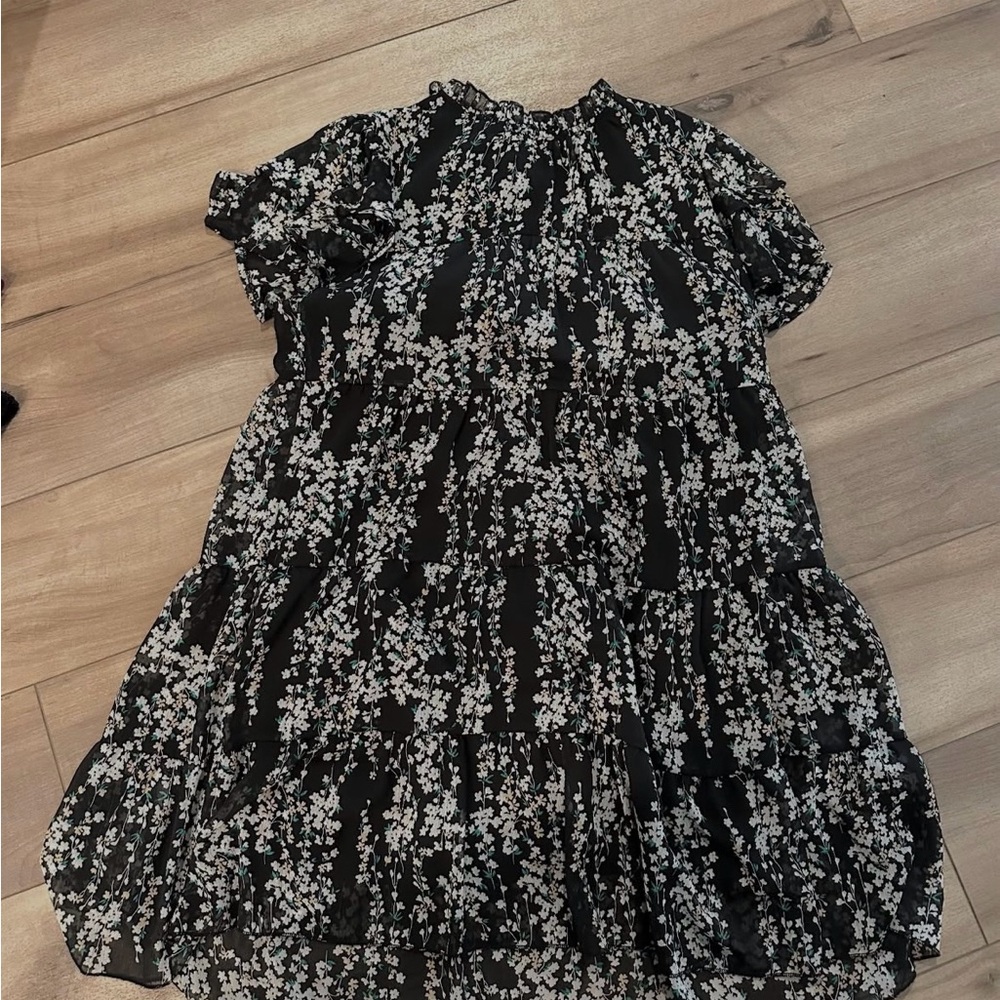Floral Black and White Dress
